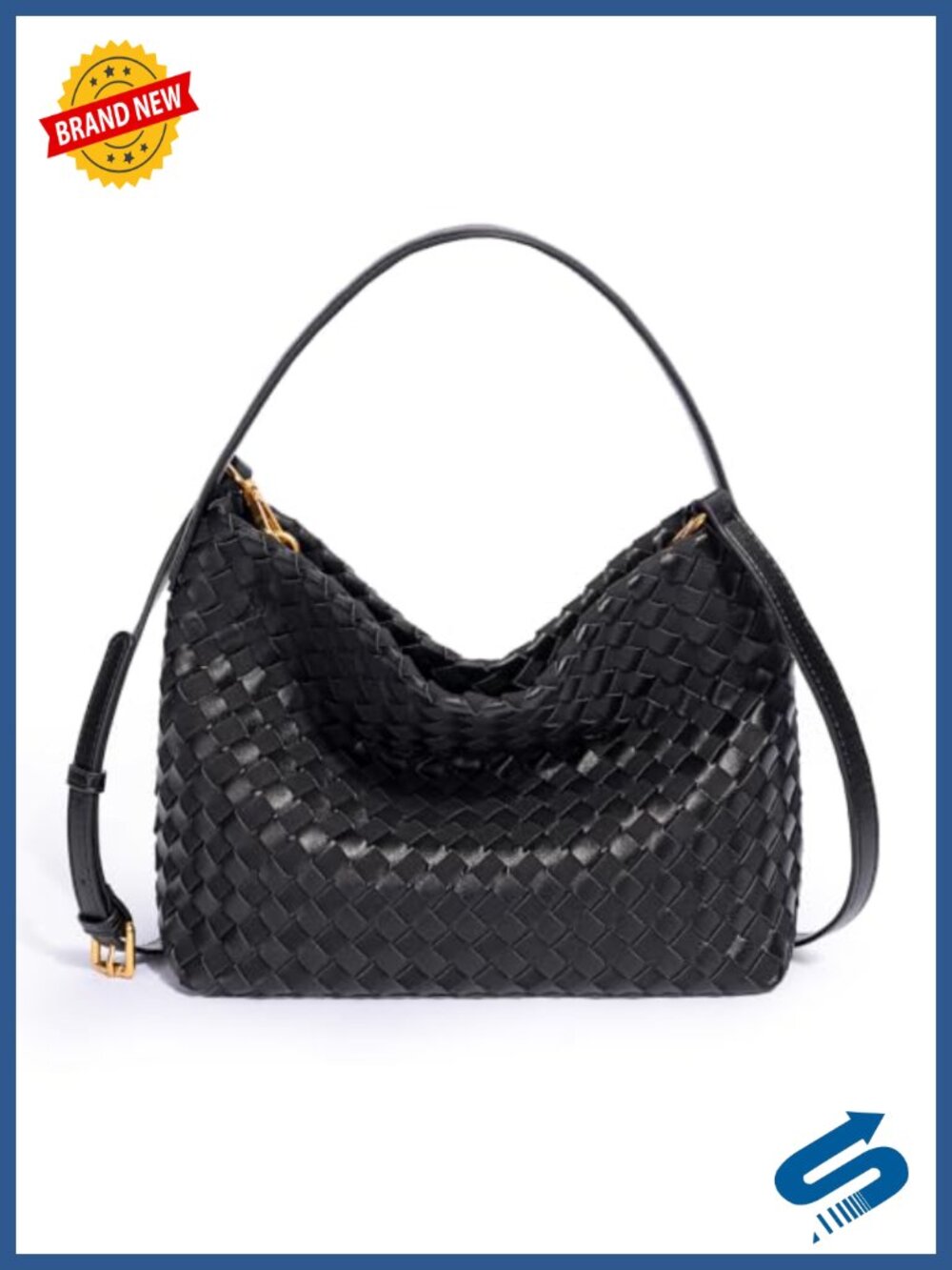 Woven Tote Bag PU Leather Top Handle Hobo Shoulder Handbag for Women